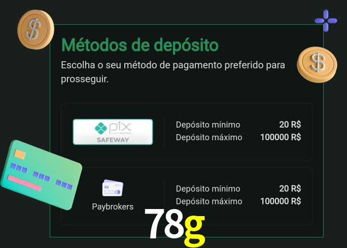 O cassino 78g oferece uma grande variedade de métodos de pagamento